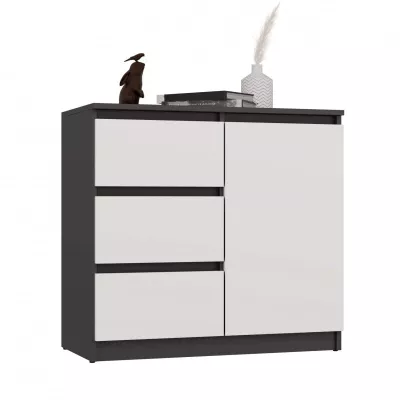 Úzká kombinovaná komoda ELBE - antracit / bílá