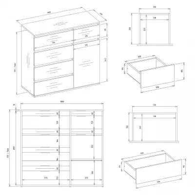 Komoda se šuplíky ELBE - bílá