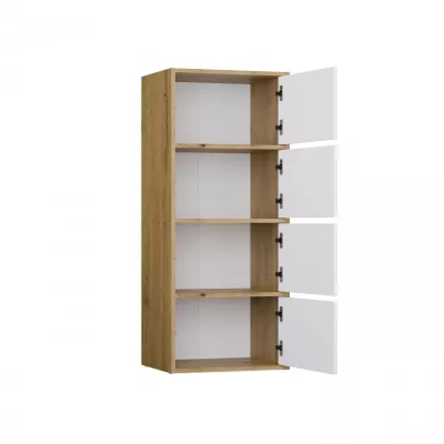 Úzká komoda s dvířky ATALLA - dub artisan / bílá