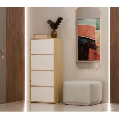 Úzká komoda s dvířky ATALLA - dub artisan / bílá