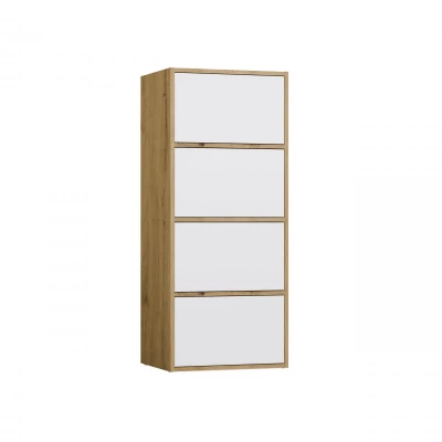 Úzká komoda s dvířky ATALLA - dub artisan / bílá