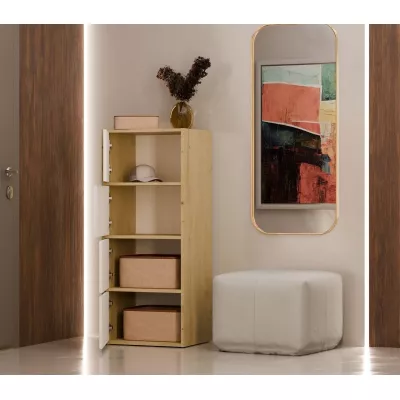 Úzká komoda s dvířky ATALLA - dub artisan / bílá