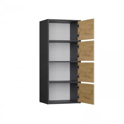 Úzká komoda s dvířky ATALLA - antracit / dub artisan