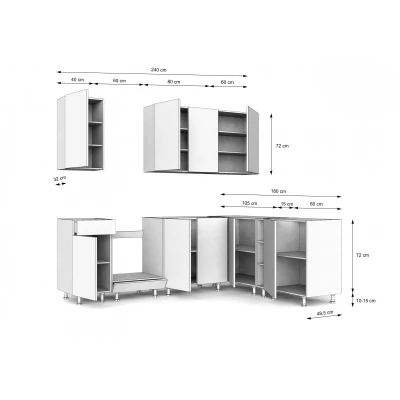 Rohová kuchyňská linka 240x180 cm TAMPURI - dub evoke / černá