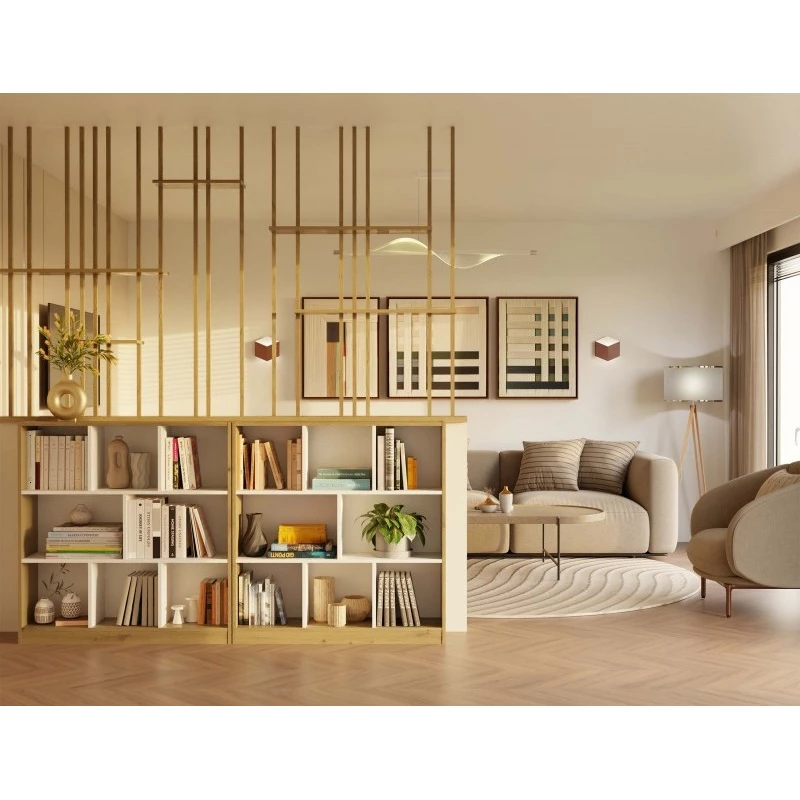 Policový regál AIVO - dub artisan / bílý