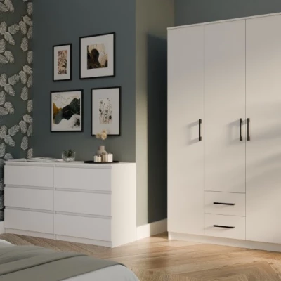 Šatní skříň se šuplíky 120 cm RAGNAR - bílá