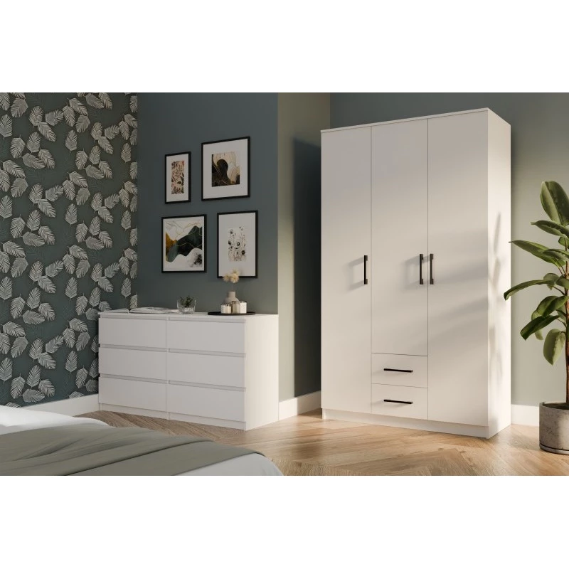 Šatní skříň se šuplíky 120 cm RAGNAR - bílá