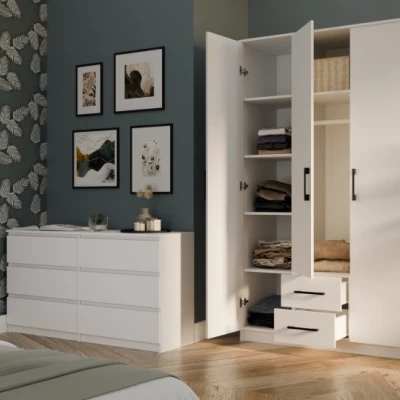 Šatní skříň se šuplíky 120 cm RAGNAR - bílá