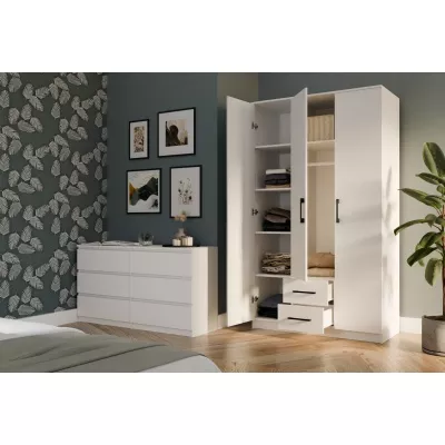 Šatní skříň se šuplíky 120 cm RAGNAR - bílá