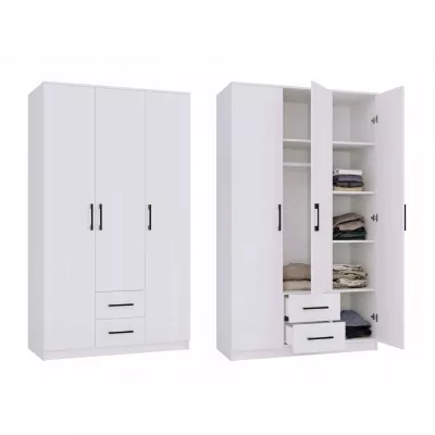 Šatní skříň se šuplíky 120 cm RAGNAR - bílá