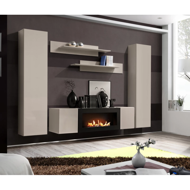 Obýváková stěna FREYA s biokrbem - kašmír