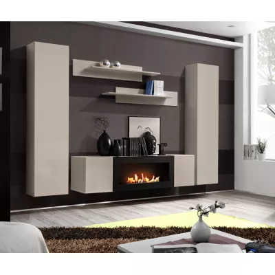 Obýváková stěna FREYA s biokrbem - kašmír