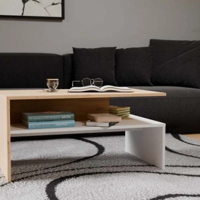 Konferenční stolek GUIREN - dub artisan / bílý