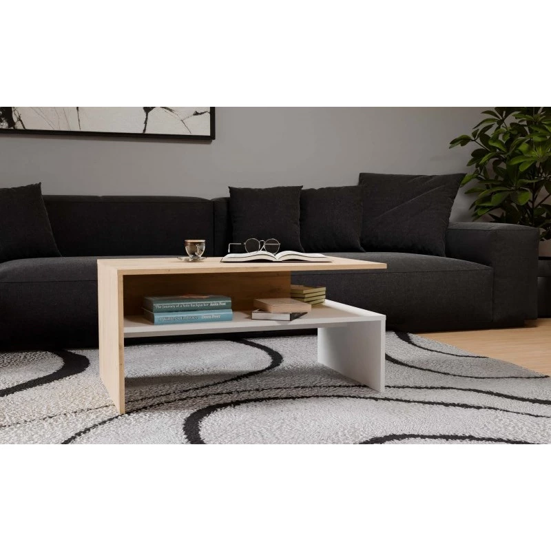 Konferenční stolek GUIREN - dub artisan / bílý