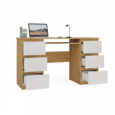 Počítačový stůl HOLLOW - dub artisan / bílý