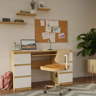 Počítačový stůl HOLLOW - dub artisan / bílý