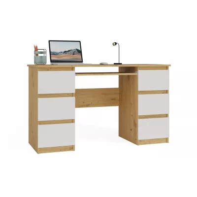 Počítačový stůl HOLLOW - dub artisan / bílý