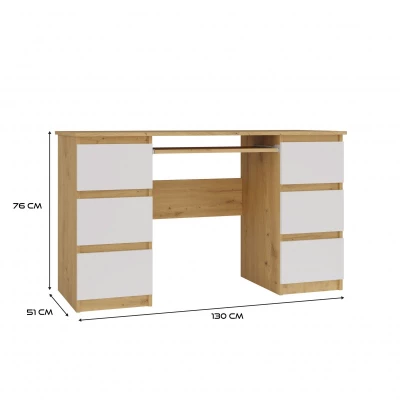 Počítačový stůl HOLLOW - dub artisan / bílý