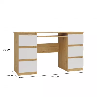 Počítačový stůl HOLLOW - dub artisan / bílý