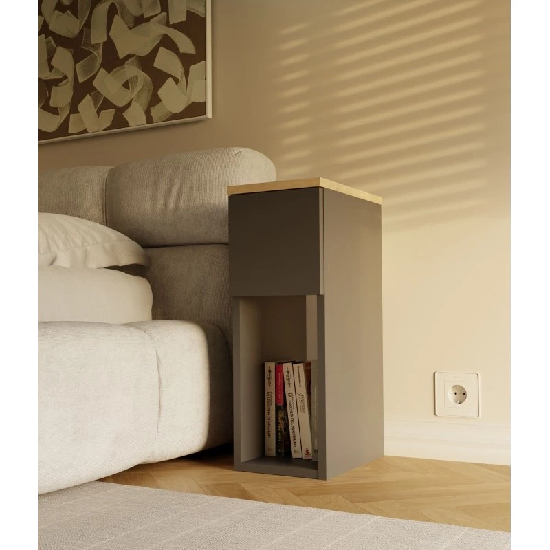 Noční stolek FALKVILE 1 - antracit / dub artisan