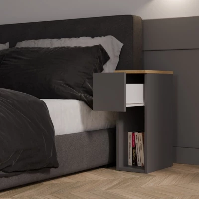 Noční stolek FALKVILE 1 - antracit / dub artisan