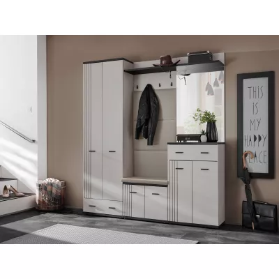 Stěna do předsíně PETUNIA 7 s podsedákem - kašmír / černá