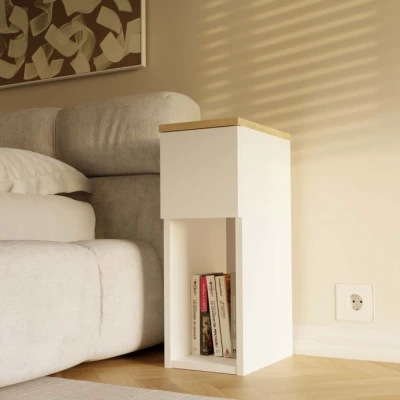 Noční stolek FALKVILE 1 - bílý / dub artisan