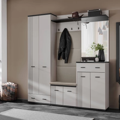 Stěna do předsíně PETUNIA 7 - kašmír / černá