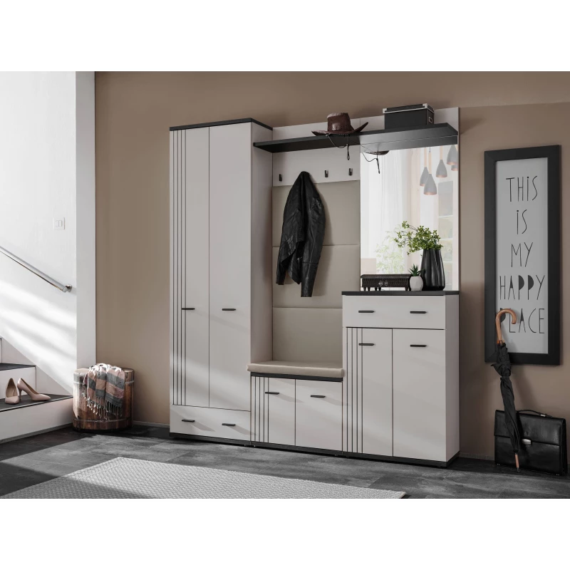 Stěna do předsíně PETUNIA 7 - kašmír / černá