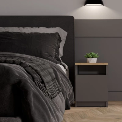 Noční stolek FALKVILE 2 - antracit / dub artisan