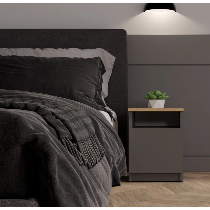 Noční stolek FALKVILE 2 - antracit / dub artisan