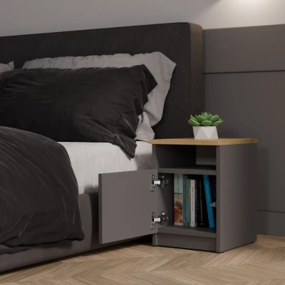 Noční stolek FALKVILE 2 - antracit / dub artisan