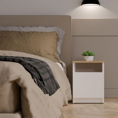 Noční stolek FALKVILE 2 - bílý / dub artisan