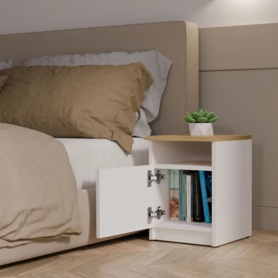 Noční stolek FALKVILE 2 - bílý / dub artisan