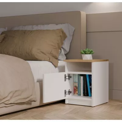 Noční stolek FALKVILE 2 - bílý / dub artisan