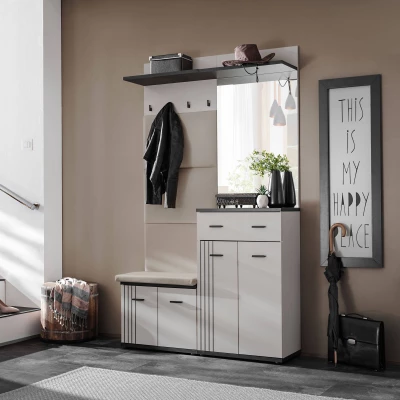 Stěna do předsíně PETUNIA 6 - kašmír / černá