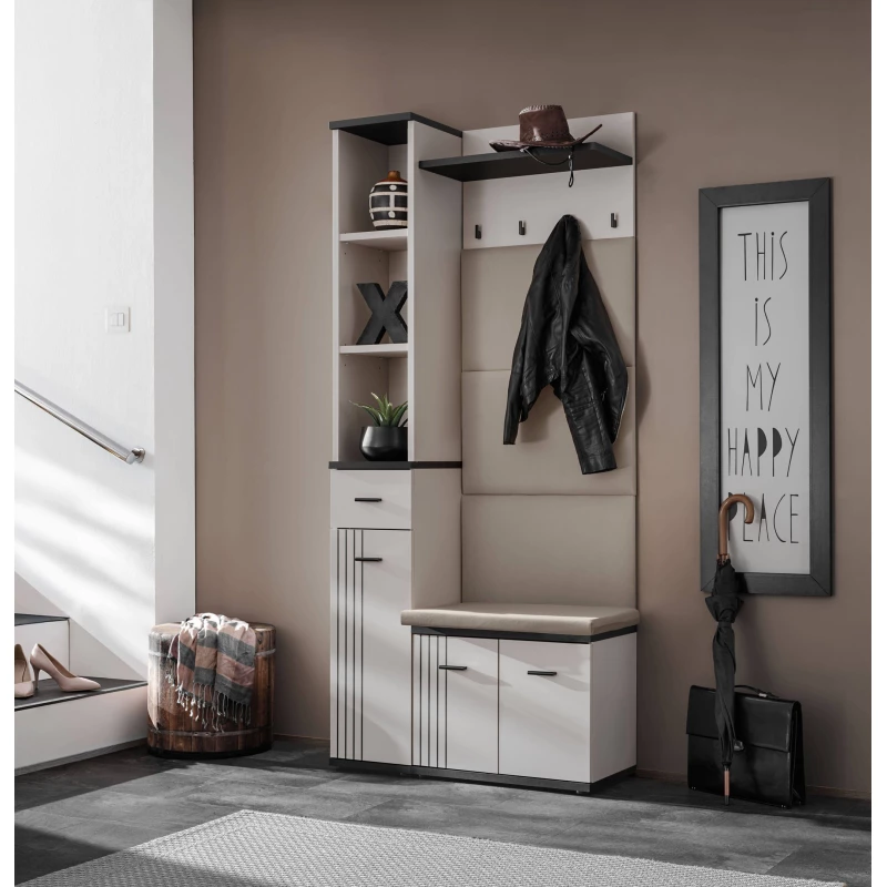 Stěna do předsíně PETUNIA 5 - kašmír / černá