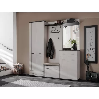 Stěna do předsíně PETUNIA 3 s podsedákem - kašmír / černá