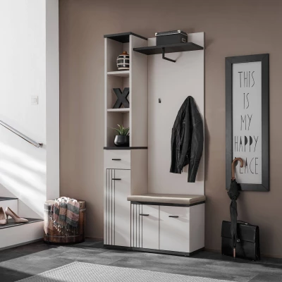 Stěna do předsíně PETUNIA 1 - kašmír / černá