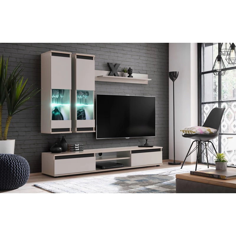 Stěna do obýváku MEDA - kašmír / černá