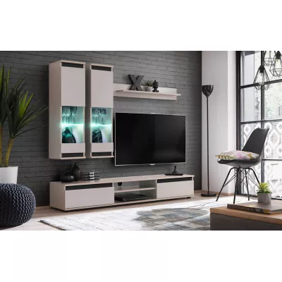 Stěna do obýváku MEDA - kašmír / černá