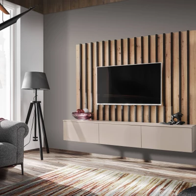 Obývací stěna CECILIA - kašmír / dub artisan / černá