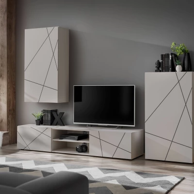 Stěna do obýváku GOLDA - kašmír / černá