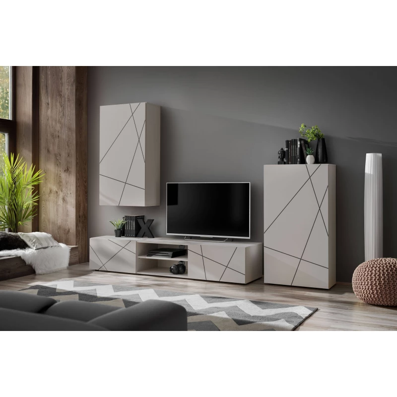 Stěna do obýváku GOLDA - kašmír / černá