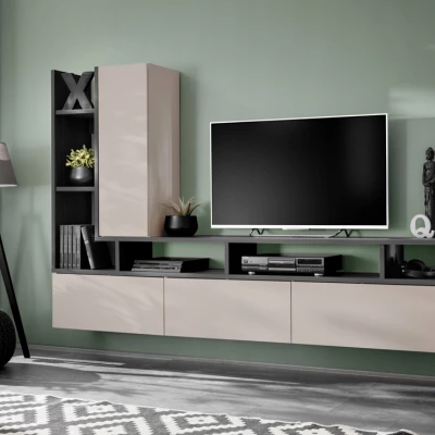 Obývací stěna FIRENA - dub grafit / kašmír