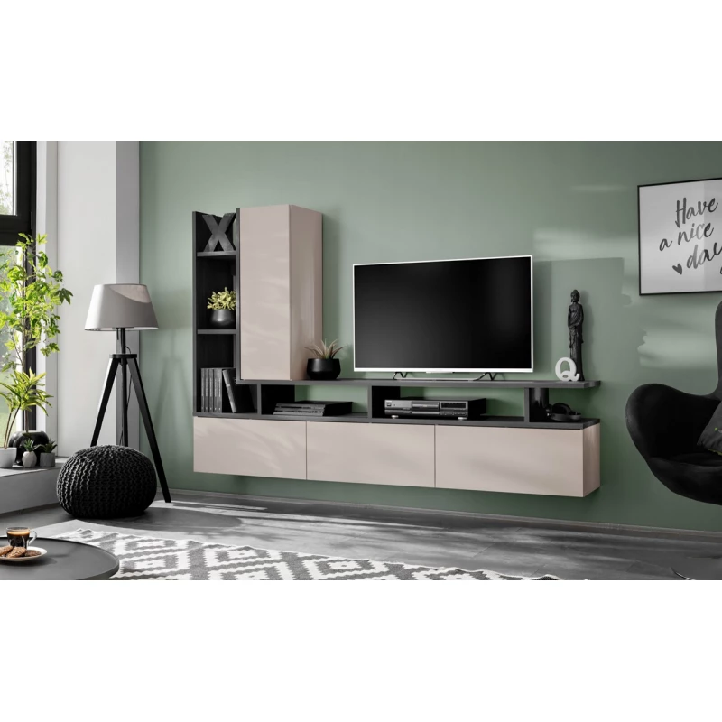 Obývací stěna FIRENA - dub grafit / kašmír