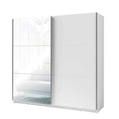 Vysoká šatní skříň 151 cm se zrcadlem APASTO - bílá