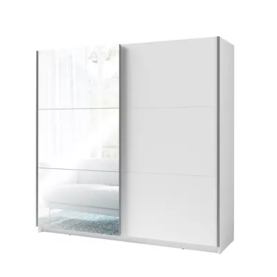 Vysoká šatní skříň 151 cm se zrcadlem APASTO - bílá