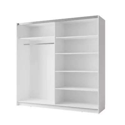 Vysoká šatní skříň 151 cm se zrcadlem APASTO - bílá