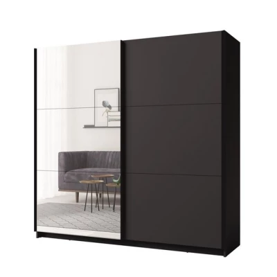 Vysoká šatní skříň 151 cm se zrcadlem APASTO - grafitová